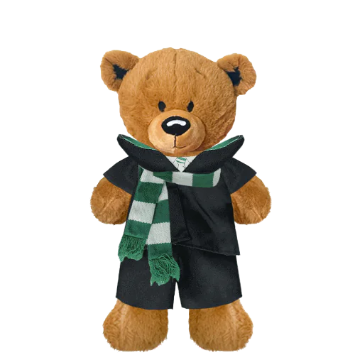 Brown Teddy Plushie With Green Wizard Costume