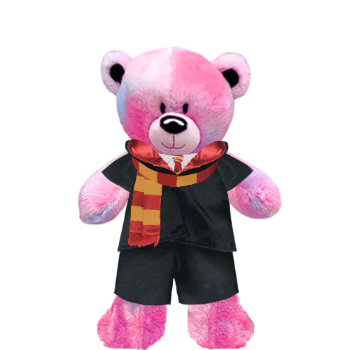 Pinky Teddy Plushie with Red Wizard Costume