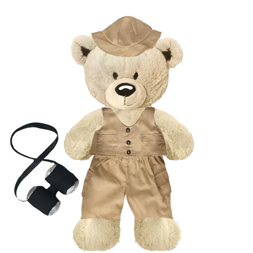 White Teddy Plushie with Safari Outfit and Pants