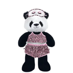 Panda Plushie with Pink Leopard PJ