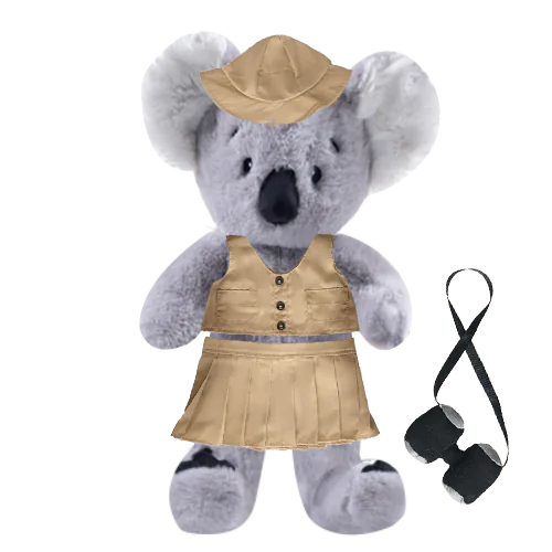 Koala Plushie with Safari Outfit and Skirt