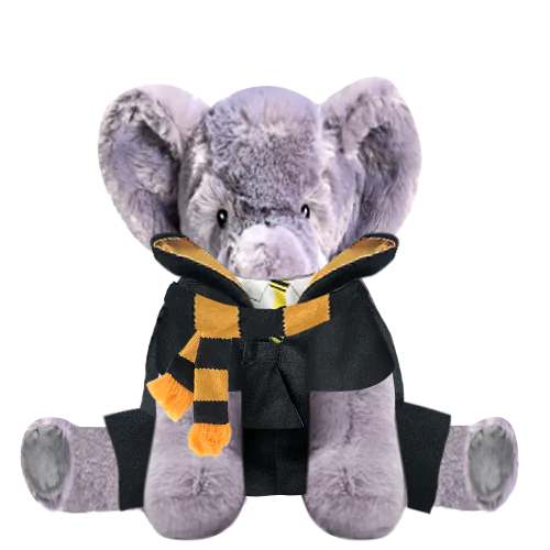 Elephant Plushie With Yellow Wizard Costume