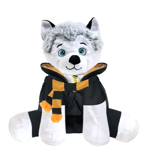 Husky Plushie With Yellow Wizard Costume