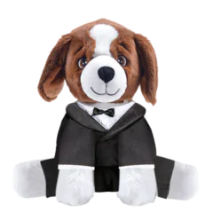 Brown Dog Plushie with Tuxedo