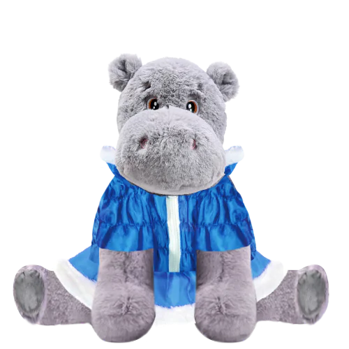 Hippo Plushie with Light Blue Coat and Skirt