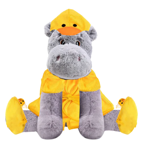 Hippo Plushie With Duck Robe And Slippers