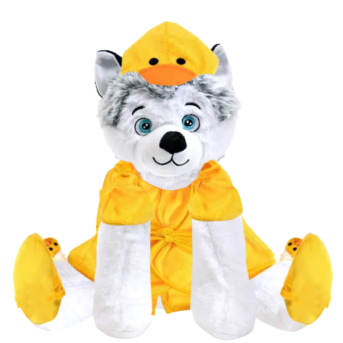 Husky Plushie With Duck Robe And Slippers