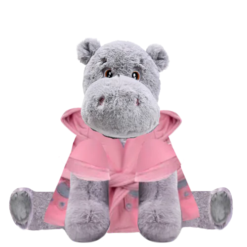 Hippo Plushie With Bunny Bathrobe