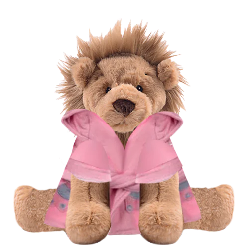 Lion Teddy Plushie With Bunny Bathrobe