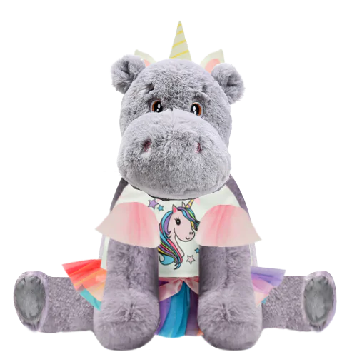 Hippo Plushie With Unicorn Outfit