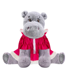 Hippo Plushie with Hot Pink Coat and Skirt