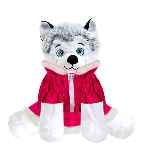 Husky Plushie with Hot Pink Coat and Skirt