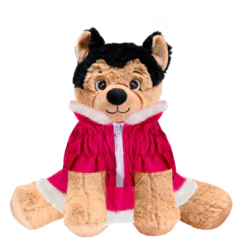 German Shepherd Plushie with Hot Pink Coat and Skirt
