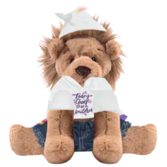 Lion Plushie with Unicorn Hoodie and Jean Shorts