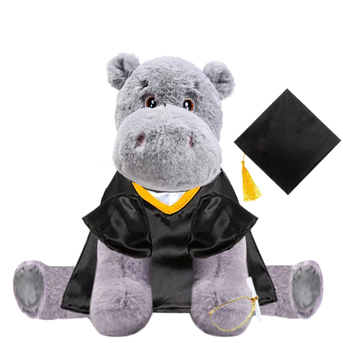 Hippo Plushie with Graduation Cap and Gown