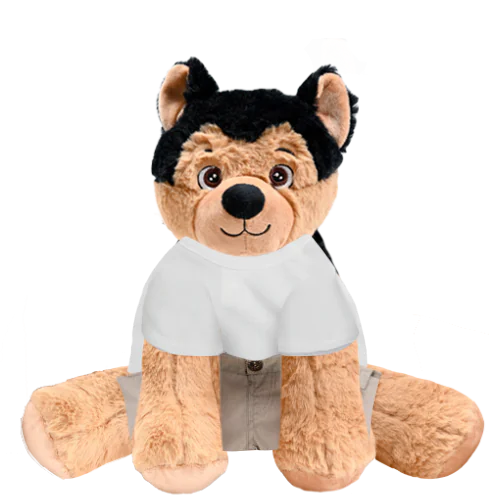 German Shepherd Plushie With White Shirt and Cargo Pants