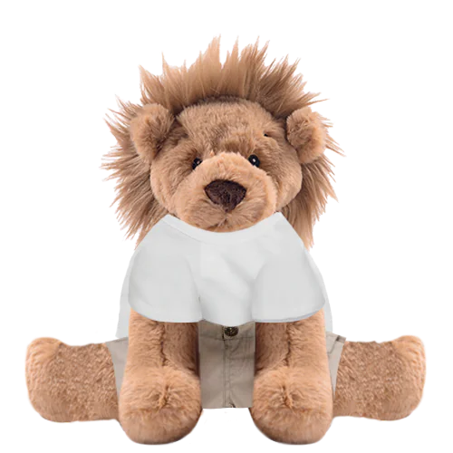 Lion Plushie With White Shirt and Cargo Pants