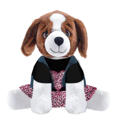 Brown Dog Plushie With Wild Girl Outfit