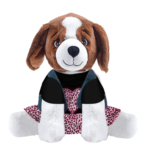 Brown Dog Plushie With Wild Girl Outfit