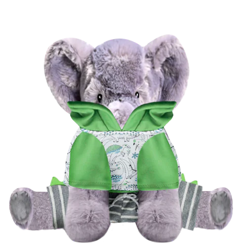 Elephant Plushie with Dino Hoodie and Shorts