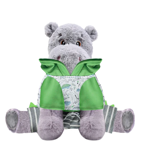 Hippo Plushie with Dino Hoodie and Shorts