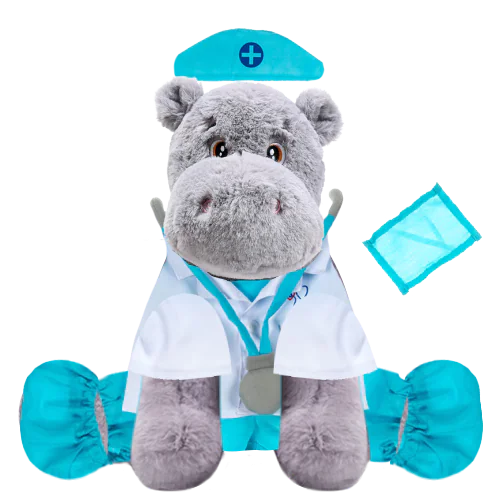 Hippo Plushie with Doctor’s Outfit