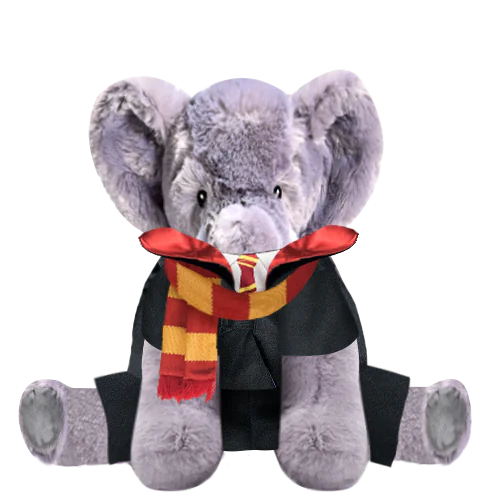 Elephant Plushie with Red Wizard Costume