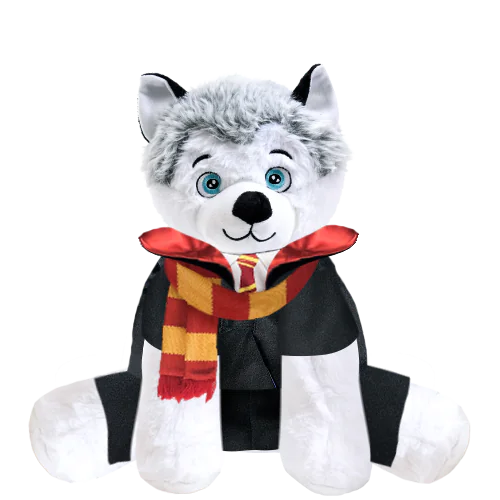 Husky Plushie with Red Wizard Costume