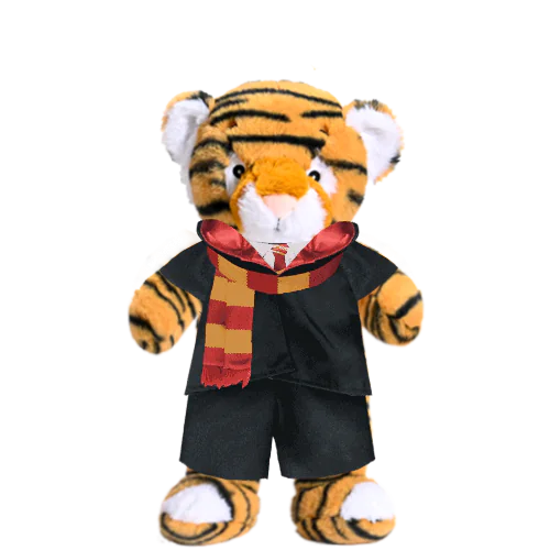 Tiger Plushie with Red Wizard Costume
