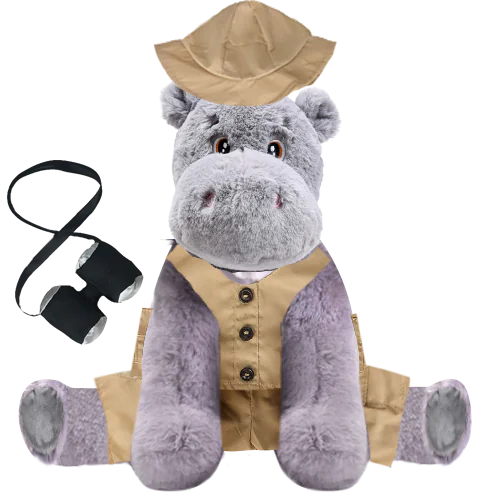 Hippo Plushie with Safari Outfit and Pants
