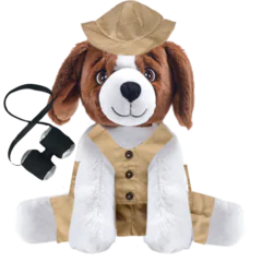 Brown Dog Plushie with Safari Outfit and Pants