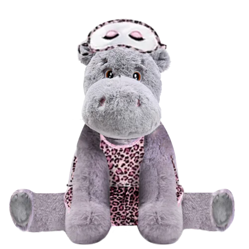 Hippo Plushie with Pink Leopard PJ