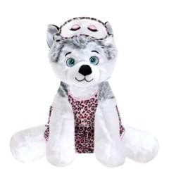 Husky Plushie with Pink Leopard PJ