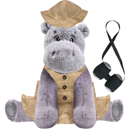 Hippo Plushie with Safari Outfit and Skirt