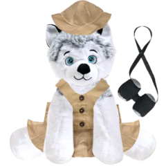 Husky Plushie with Safari Outfit and Skirt