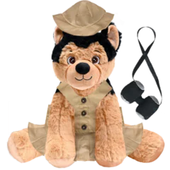 German Shepherd Plushie with Safari Outfit and Skirt