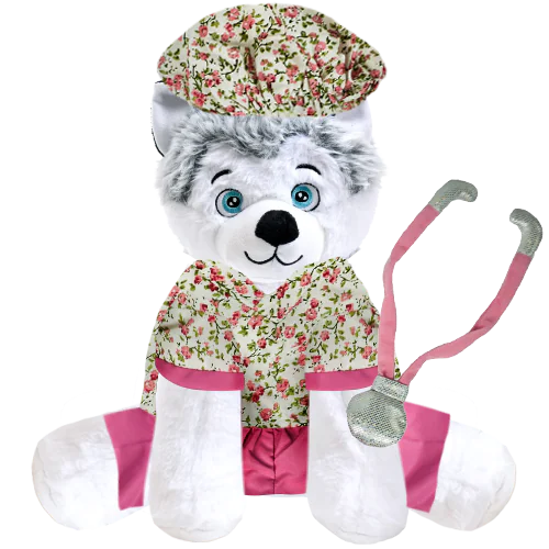 Husky Plushie with Nurse Outfit